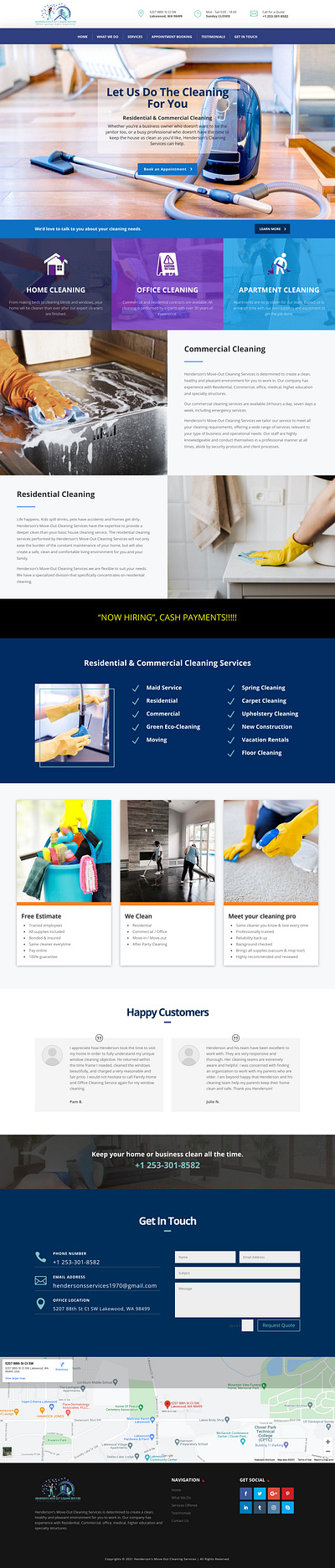Hendersons Move-Out Cleaning Services branding graphic design landing page web desisgn website