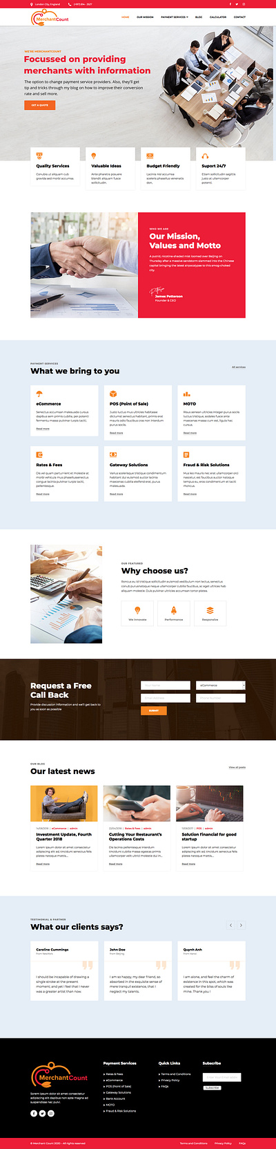 MerchantCount branding graphic design landing page web design website