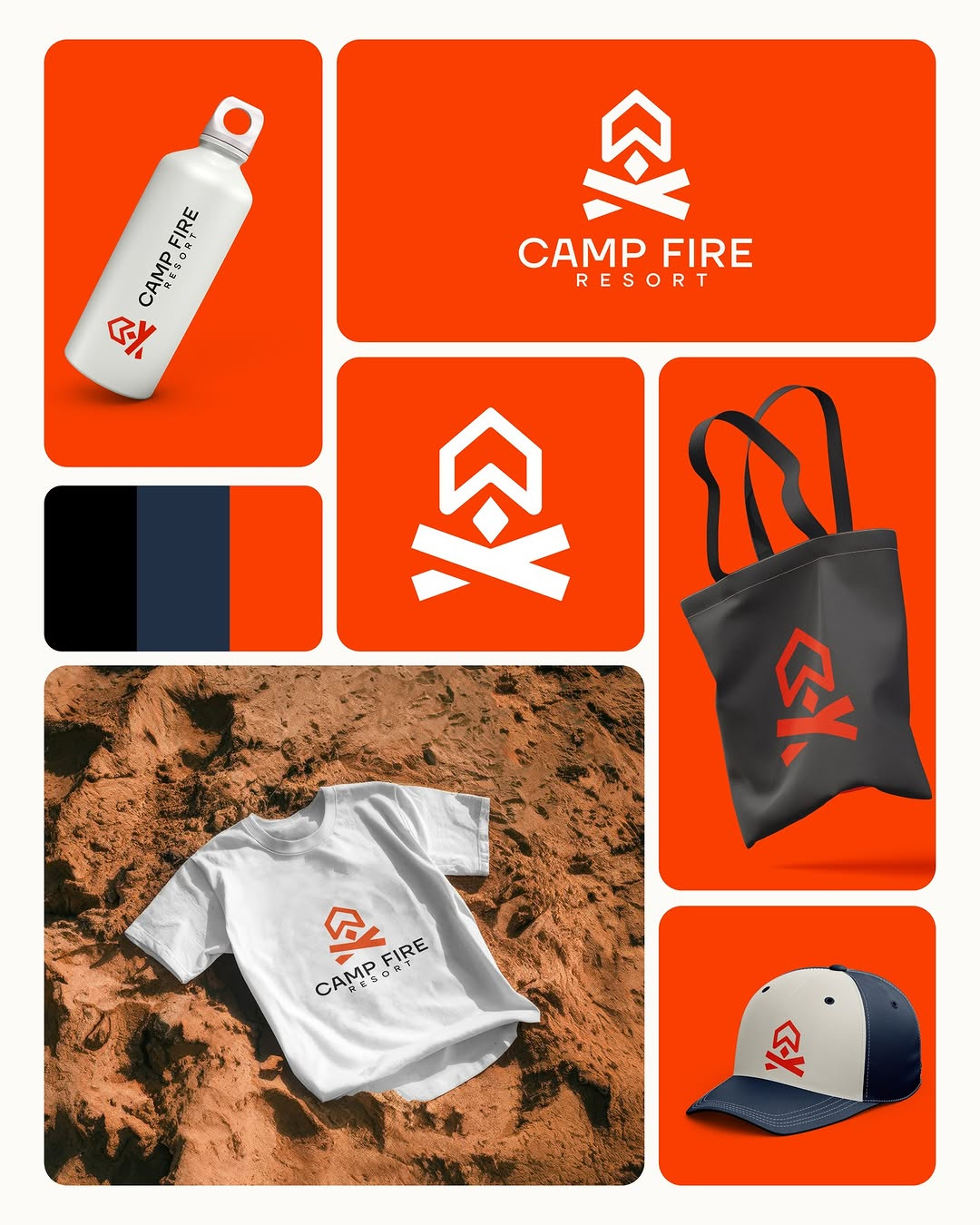 Camp Fire, Modern Timeless Logo Design 3d brand identity branding business logo camping design graphic design logo logo design logo designer logo type minimal logo modern logo presentation resort logo technology timeless logo trendy logo unique logo