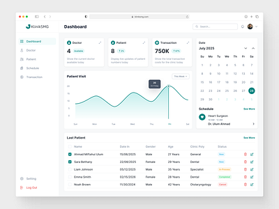 Clinic Management Dashboard clinic management dashboard ui