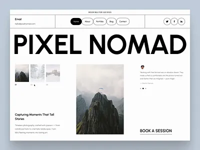 UI Animation for Modern Photographer Portfolio animation case study creative director design header hero interaction landing page motion graphics navigation photograhy photographer portfolio ui ux web design website