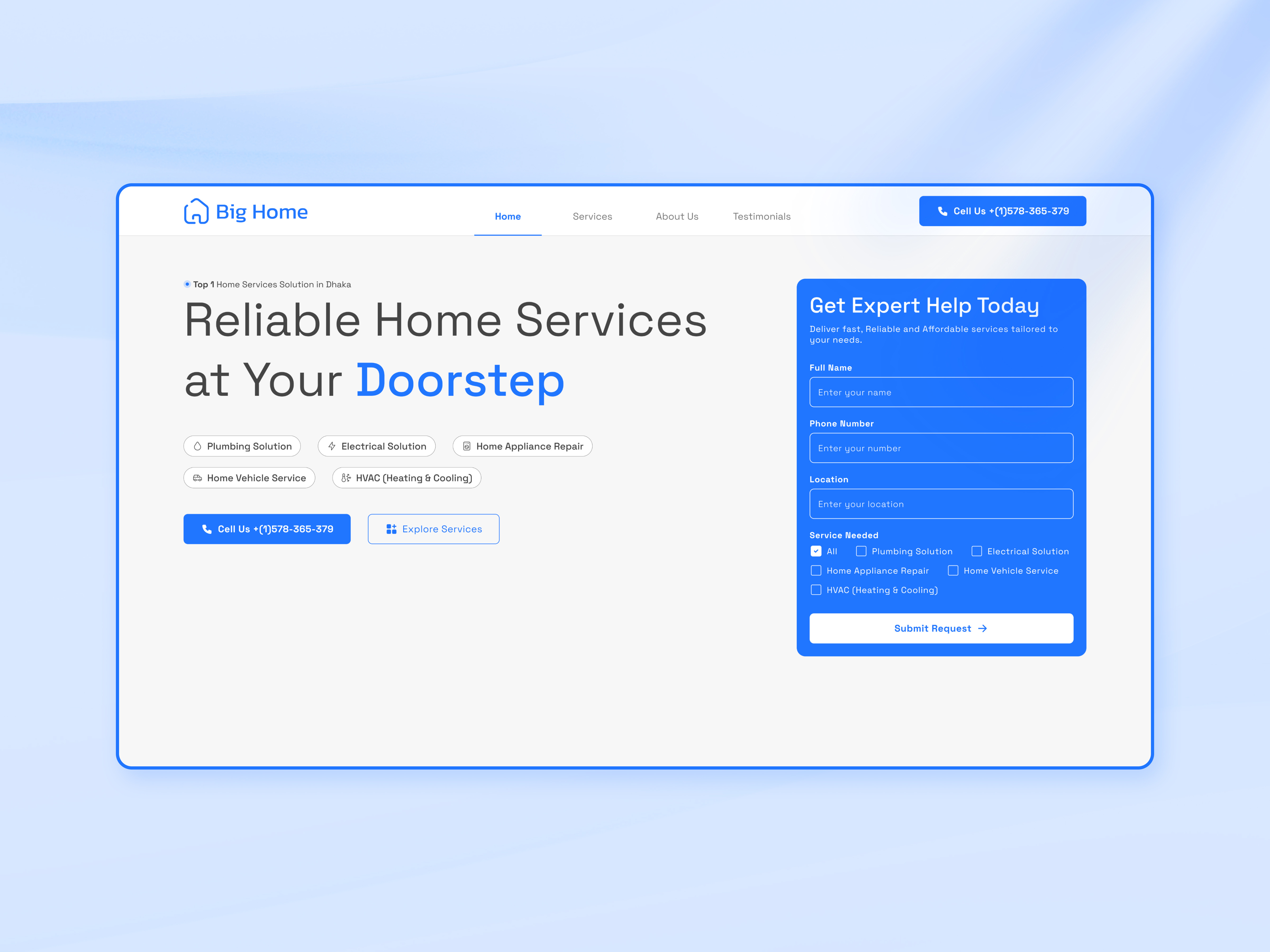 Big Home - Cleaning Services Website UI/UX Design cleaner cleaning agency cleaning business cleaning company cleaning landing page cleaning logo cleaning service cleaning service website cleaning website commercial cleaning corporate cleaning services deep cleaning house cleaning motion design pixso design speed cleaning user interface