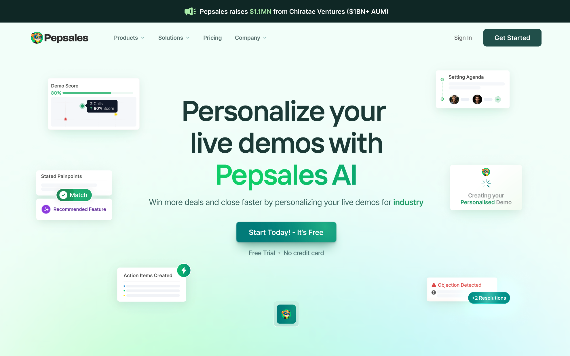 Hero Section For Pepsales Product Page motion graphics ui