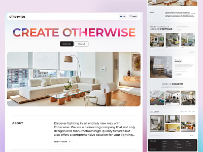 Interior Website Redesign Concept - Otherwise 3d interior design architecture website architecturedesign business website construction website home decor website homepage interior designer interiordesign interiorstudio interiorwebsite landingpage lighting solution manufacturing overwise portfoliowebsite product manufacturing productdesign remodeling websiteredesign