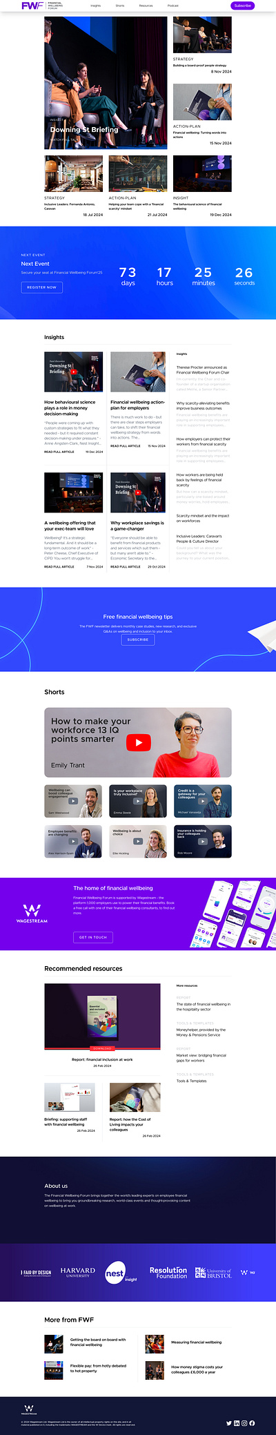 Financial Wellbeing Forum branding graphic design landing page web design website