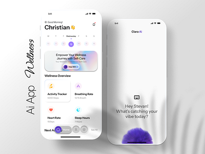 Ai app design ai app ai app design ai assistant ai assistant app ai wellness app app design app designer app developer clean app meditation app modern app planner app ui design ui designer wellness app design