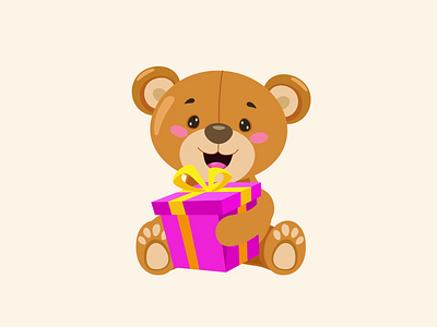 Cute Teddy Bear With a Gift Animation adobe after effect animation animation after effects gif animation gift illustration illustration animation lottie lottiefiles