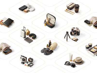 Travel 3D Icons – Inspired by Airbnb’s Clean & Friendly Style 3d travel icons adventure airbnb airbnb icon app icon custom icon icon design isometric icon journey skeuomorphic icon tourism travel icons