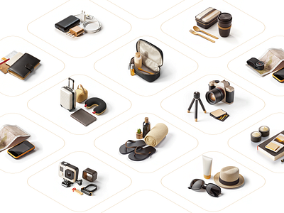 Travel 3D Icons – Inspired by Airbnb’s Clean & Friendly Style 3d travel icons adventure airbnb airbnb icon app icon custom icon icon design isometric icon journey skeuomorphic icon tourism travel icons