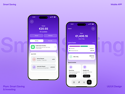 Smart Saving & Investing App UI/UX app app design finance ux fintech design fintech ui investing app mobile mobile app personal finance robo advisor saving app ux ui wealth tech