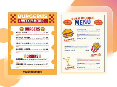 Retro-Inspired Burger Menu Design – Bold & Tasty Layouts burger menu food menu illustration menu design print design restaurant branding retro design vintage style