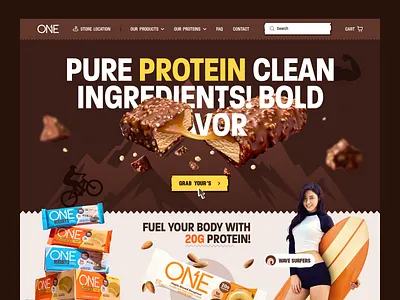 Protein Bar Website Design bodybuilding chocolate flavour protein dark chocolate ecommerce energy bar fitness gym gym supplements healthy snack high protein snack homepage landing page muscle building nutirtion protein bar protein bar website protein shake whey protein web design website website design