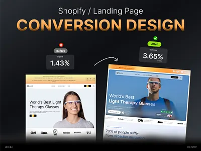 AYO World's Best Light Therapy Glasses audit conversion conversion rate optimization cro ecommerce gempages glasses health landing page landing page design pagefly seo shopify unbounce web design