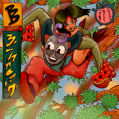 "Pizza run" art branding cartoon color pencil comic cover design draw dream fantasy fun illustration manga music pizza run water ink