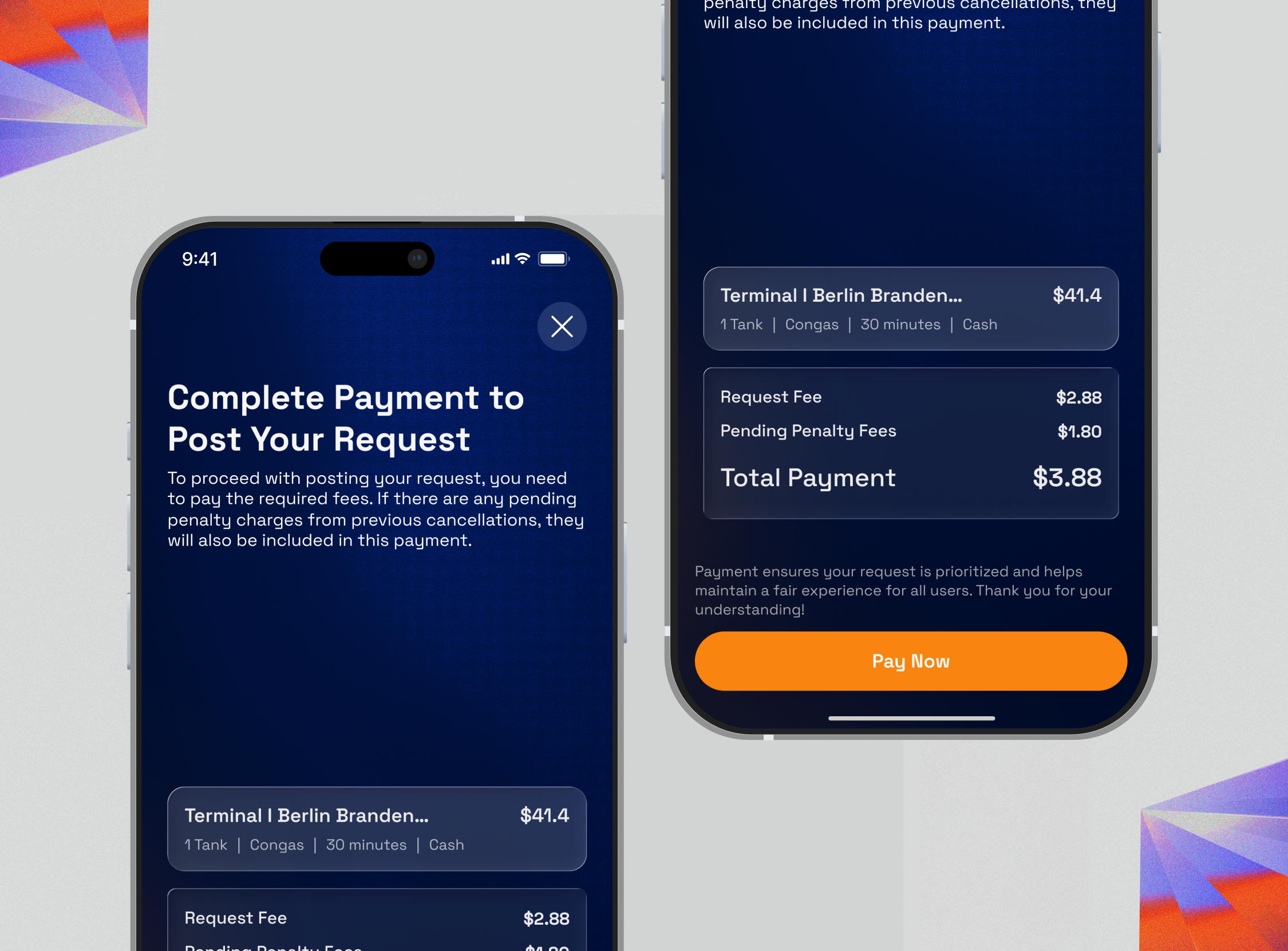Fuel Ordering App - Paywall - Payment branding complete payment dark design fuel glass graphic design illustration logo minimal orange order paywall typography ui ui design vector