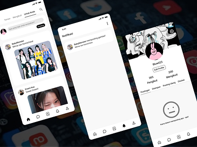 Social media application UI figma figmadesign graphic design minimaldesign socialapp ui uichallenge uidesign