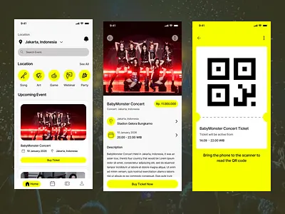 Concert ticket app UI concertexperience figma figmadesign graphic design mobiledesign ticketapp ui ui figma uidesign