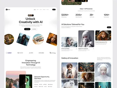 AI — Image Generator Website Landing Page ai interface leanding page popular product service startup ui ux web