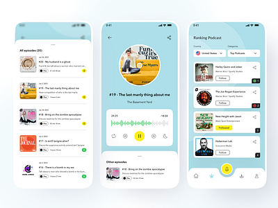 Podcast App audio audio streaming discover shows episode episode player listen listen podcast mobile mobile podcast player podcast podcast app podcast library podcast ui speaker stream talk talk show voice voice content