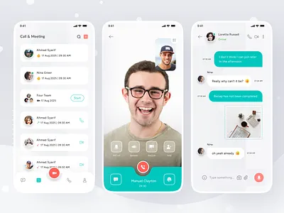 Messenger Meeting App call chat daily standup group call meeting message messaging tool messenger app mobile online meeting real time chat remote remote sync talk team team chat video video call ui video meeting work