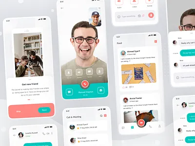 Messenger Meeting App call chat daily standup group call meeting message messaging tool messenger app mobile online meeting real time chat remote remote sync talk team team chat video video call ui video meeting work