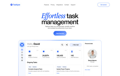 Tasklyze dashboard design graphic design hero section home page saas software as a service ui design web design website website design