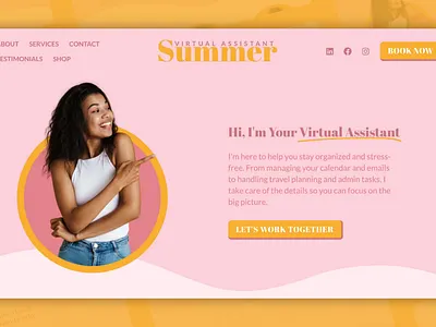 "Summer" Virtual Assistant One-Page Website Template branding design elementor graphic design mockup new business owner summer virtual assistant wordpress