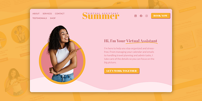 "Summer" Virtual Assistant One-Page Website Template branding design elementor graphic design mockup new business owner summer virtual assistant wordpress