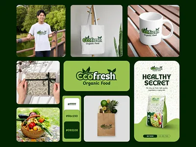 🌿 EcoFresh Organic Food – Fresh Branding for a Healthier Future agriculture branding eco eco friendly farm food branding fresh fruit graphic design green healthy logo organic organic food packaging sustainable vegetable