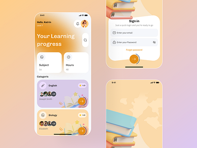Education Mobile App UI app app design college e learning education ios learning learning platform mobile mobile app online class online course online education student app ui ux