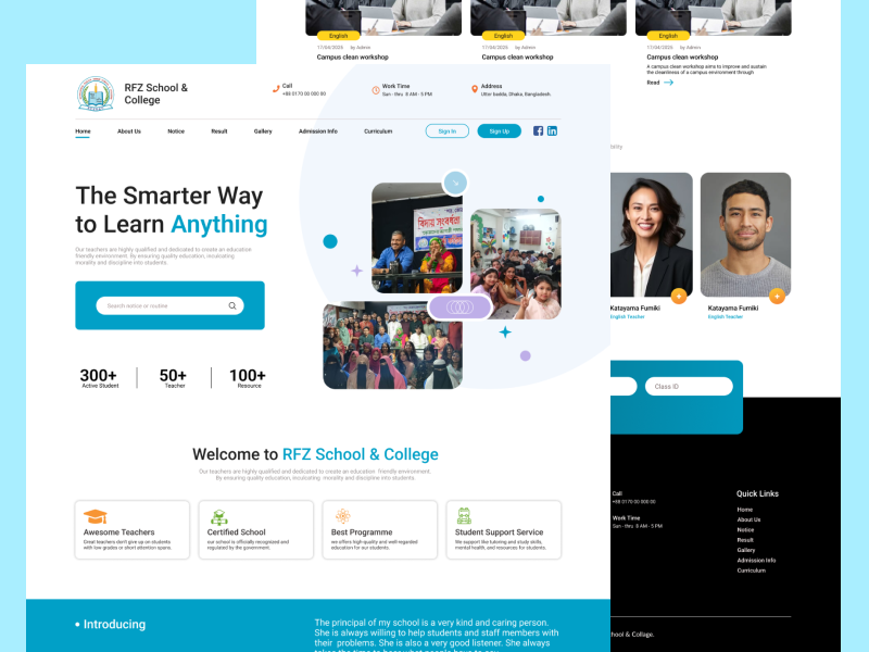 School & College Full website UI product design ui ux web website website design