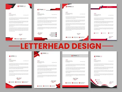 Business Letterhead Design Template branding design graphic design invoice letterhead letterhead design print red template