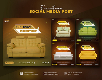 Furniture Social Media Post Design Template graphic design