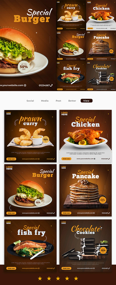 Food Social Media Post Design Template food branding graphic design