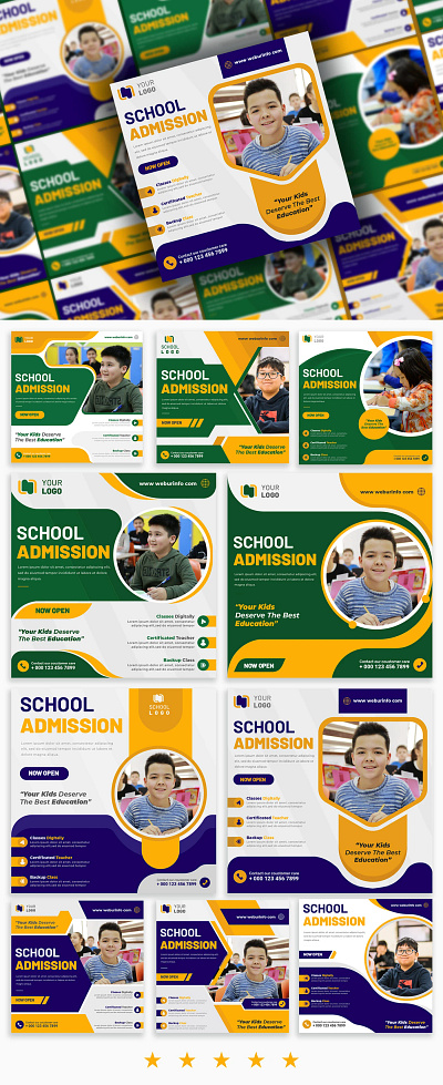 School Admission Social Media Post Design Template graphic design learning center