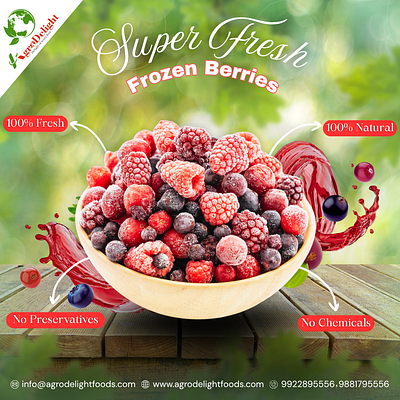 AGRO DELIGHT SOCIAL MEDIA BRANDING CONCEPTUAL POSTER berriesposter branding canvaposter design food fooddesign foodposter frozenberries graphic design instagramposter promotion socialmediapost
