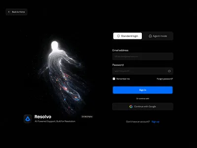 Resolvo: Sign in page. Product Design. ai clean design graphic design log in product design sign in ui