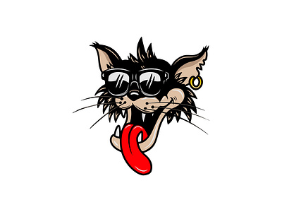 Cat with sunglasses adobe illustrator cat cat with sunglasses funny cat illustration logo sunglasses