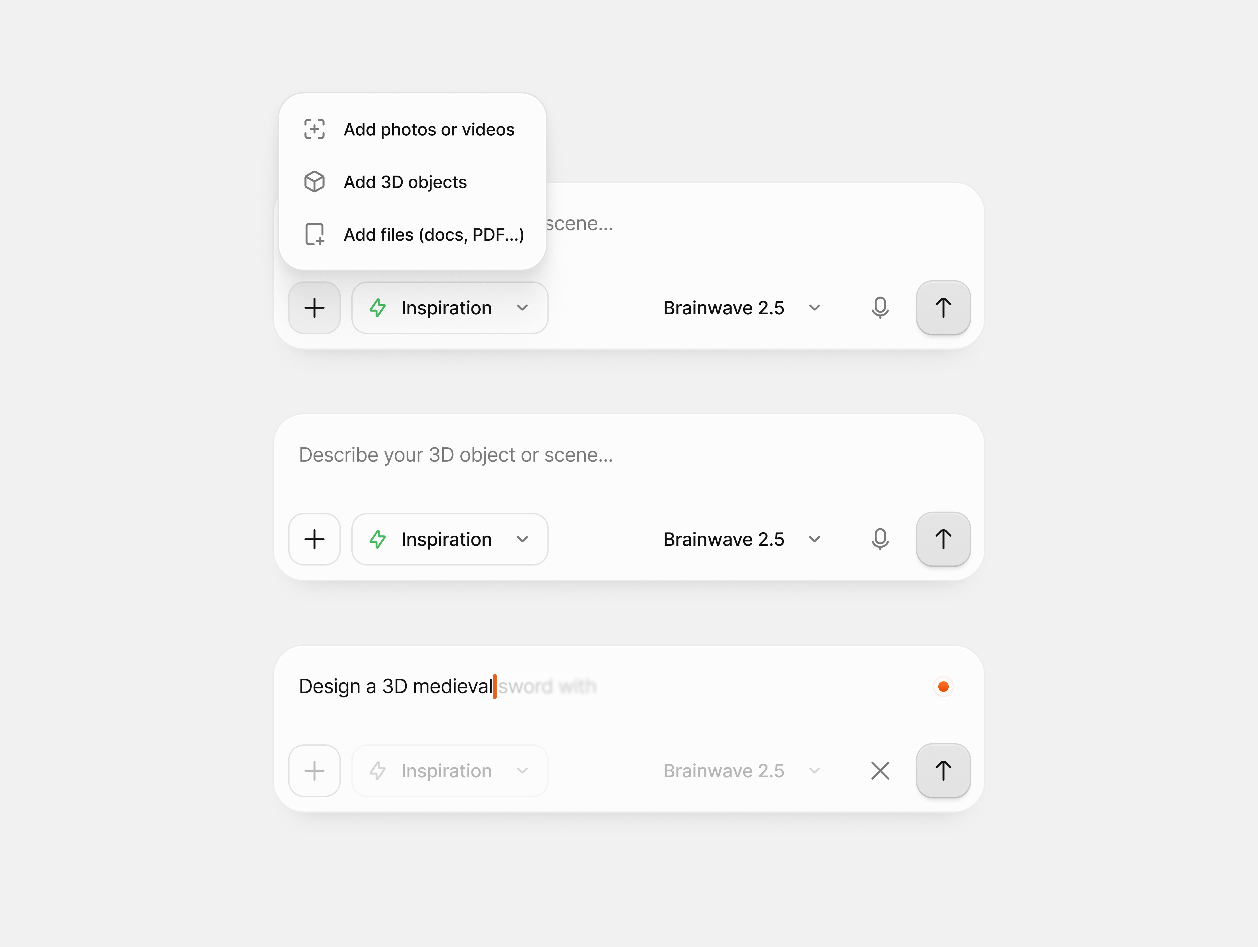 AI Input ai button clean dropdown icons input type typing ui ui design writing