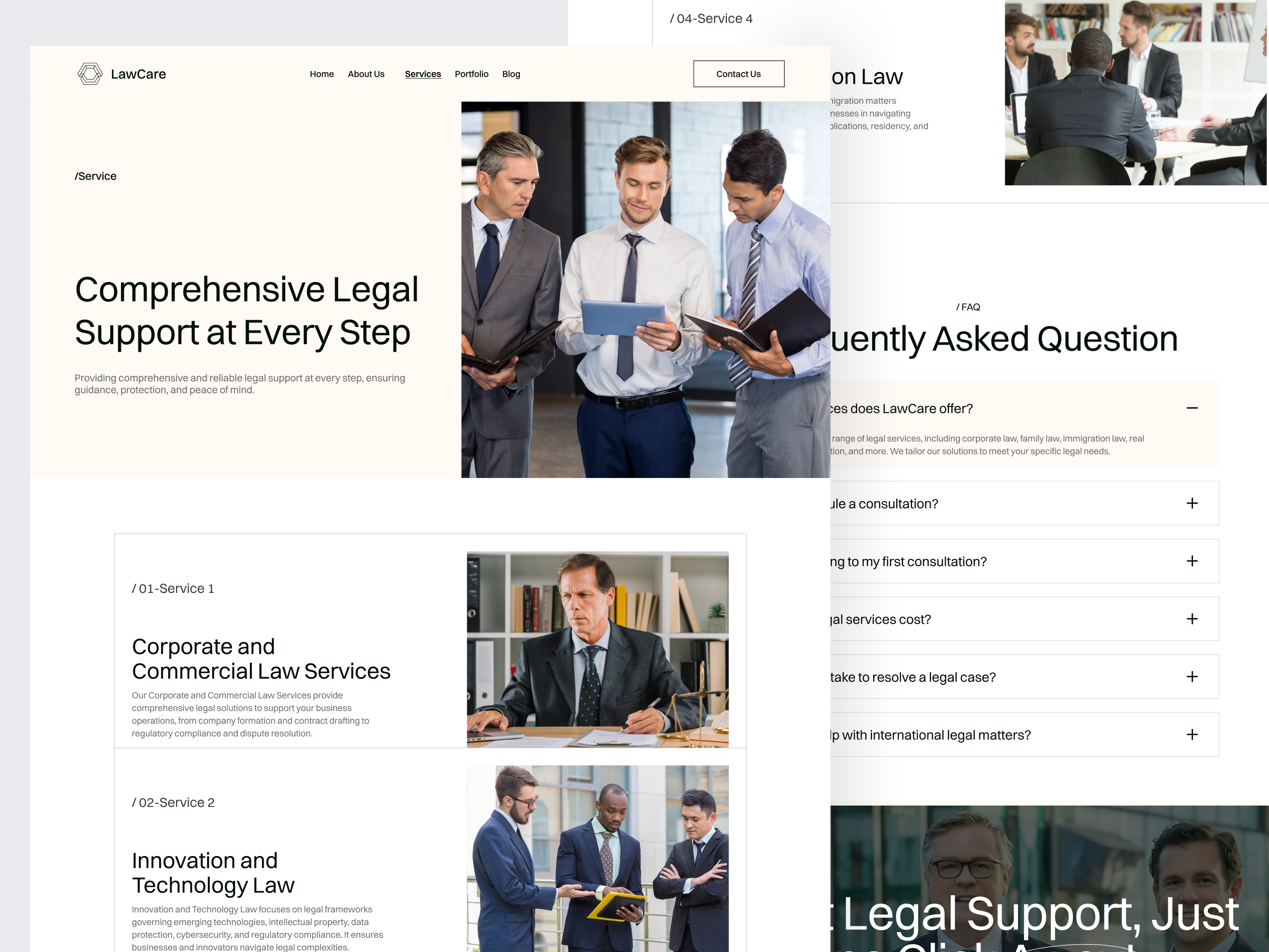 Example of LawCare - Lawyer Service Website - Services Page