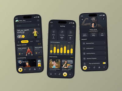 Fitness Training Mobile App activity app design calorie chart dashboard design fitness app fitness mobile app fitness plan fitness tracking gym minimal mobile mobile app personal training sport mobile app ui workout workout app yoga