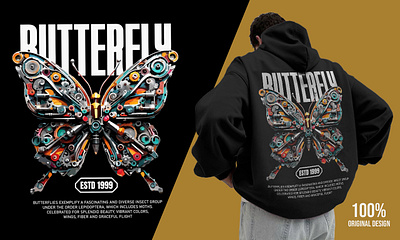 Nature's Elegance – Floral Butterfly Fashion Design branding design graphic design hoodiedesign logo motion graphics naturemeetstech premium streetwear streetwear streetwear design t shirt design