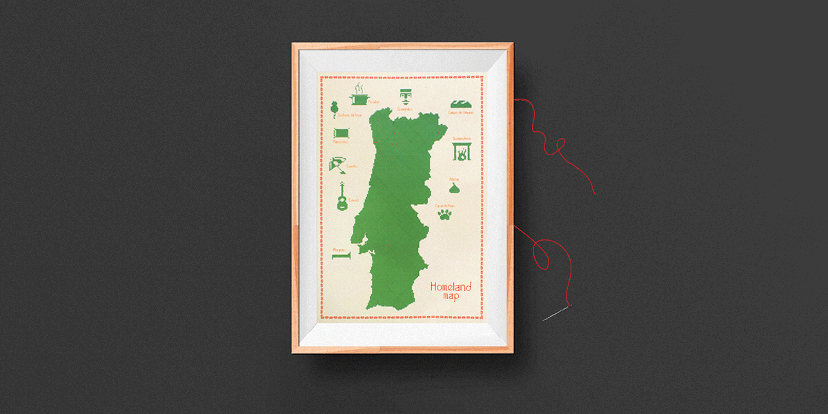Stitching map of Portugal design graphic design illustration map typography