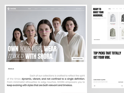 Shora - Fashion Landing Page catalog clean cloth clothing ecommerce fashion fashion store fashion website jacket jeans landing page marketpace modern online shop product shop store style ui website
