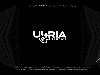 U4RIA Studios creative gaming logo custom esports logo dark theme logo design digital esport esports branding game game controller gamer logo gaming gaming brand identity gaming logo design gaming studio geametric inspiration logo logo design logo for gaming team minimal modern gaming logo modern logo
