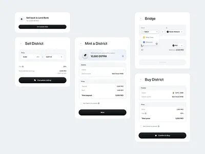 Districts - Financial Elements app buy confirm crypto design finance financial light mint modal review reward sell ui ux web web3