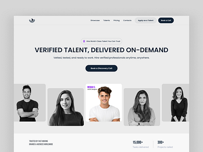 Recruitment Agency cleanui design designforconversion dribbbleshot figmadesign globalfreelancers hiretalent jobplatform landingpage minimal recruitmentplatform remotework startupdesign talentmarketplace top1percent ui uiux ux uxdesign webdesign