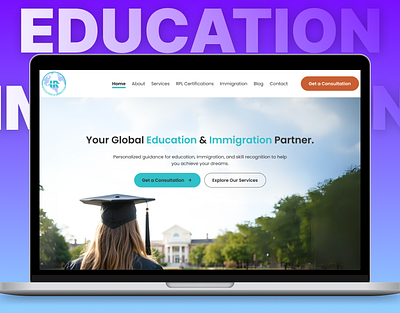 EDUCATION IMMIGRATION WEBSITE design graphic design homepage landing page ui ui ux ux