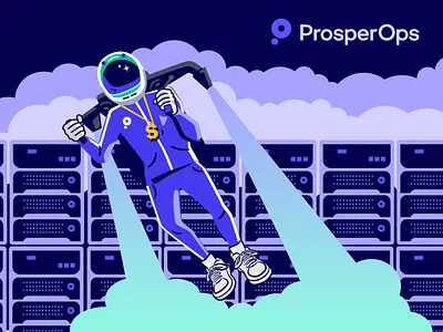 Brand Graphic cloud computing fin ops jet pack servers space man tech track suit