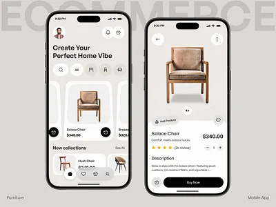 E-commerce Furniture App UI – Modern, Minimal & Home-Ready app app design e commerce ecommerce app furniture app furniture store furniture ui ios mobile mobile app modern app product design shopping app